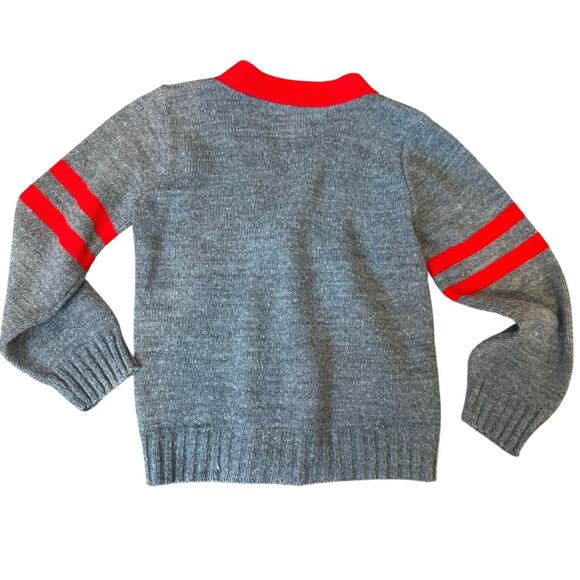 Vintage Havenshire Kid’s Wool Cardigan Sweater Gray Red Striped Size 4/5 Jersey - Picture 2 of 8
